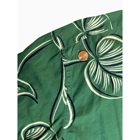 VTG Banana Republic 90 Men L Green Hawaiian Tropical Button-Up Camp Shirt Cotton - Picture 11 of 11